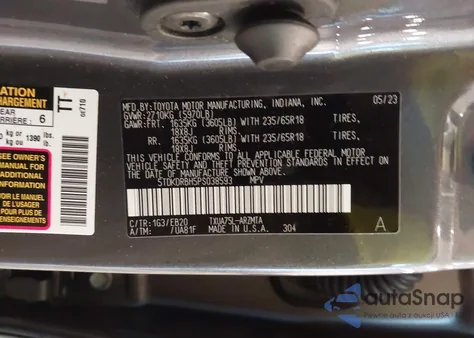 2023 Toyota Highlander Xle из США, поврежденный, VIN 5TDKDRBH5PS038593